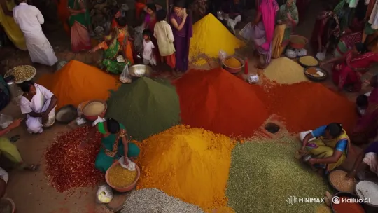 Colorful Chaos of Banaras Spice Market – AI Generated Video | Hailuo AI