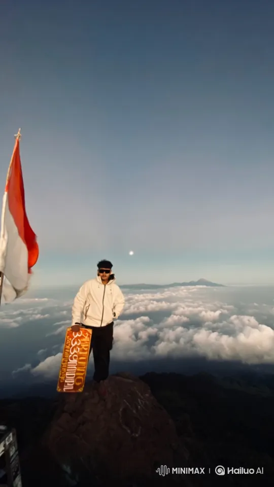 Man on Mountain Peak to Earth in Space Panorama – AI Generated Video | Hailuo AI