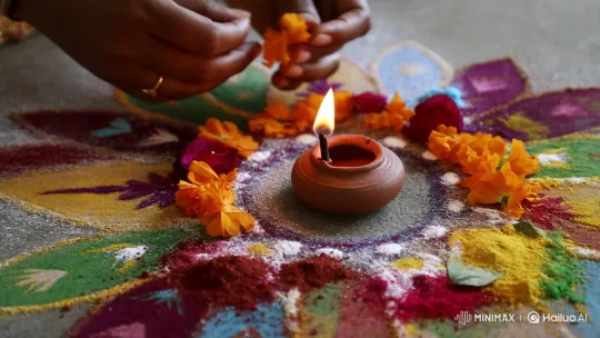 Crafting a Vibrant Rangoli in Banaras – AI Generated Video | Hailuo AI