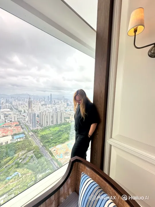 Contemplative Woman Observes Birds Over Cityscape – AI Generated Video | Hailuo AI