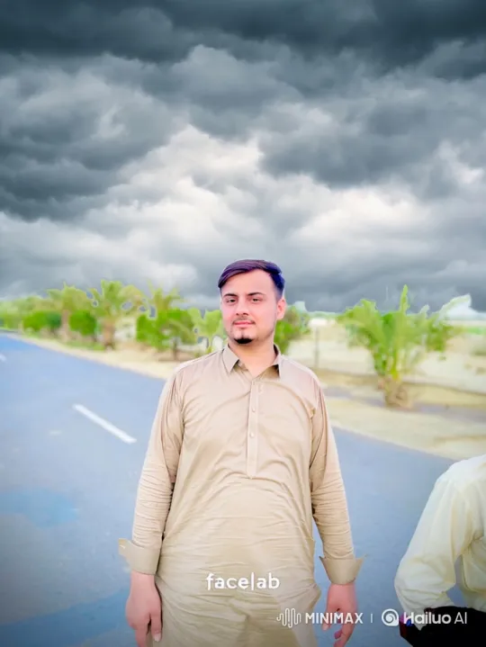 Young Man Observes Truck Approach in Desert Storm – AI Generated Video | Hailuo AI