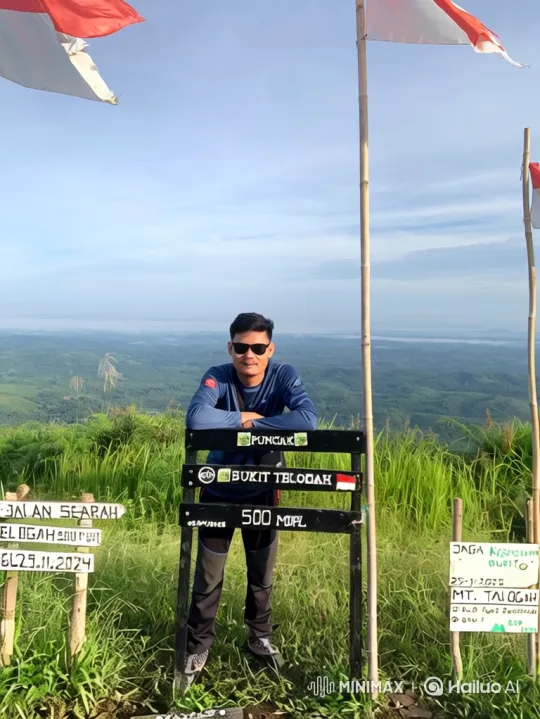 Man on Mountain Peak to Earth from Space Panorama – AI Generated Video | Hailuo AI