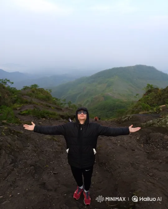 Triumphant Person Embraces Majestic Mountain to Earth in Space – AI Generated Video | Hailuo AI