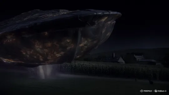 Alien Crystalline-Octopus Beings Land in Village at Night – AI Generated Video | Hailuo AI