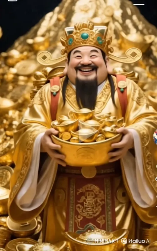 Character Walks with Gold Bowl, Coins Cascade – AI Generated Video | Hailuo AI