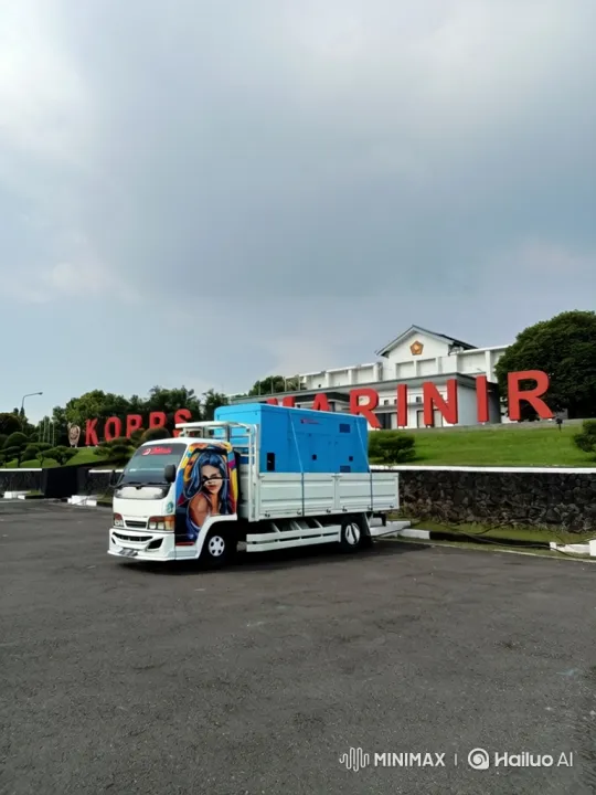 White Truck with Mural Drives Across Parking Lot – AI Generated Video | Hailuo AI