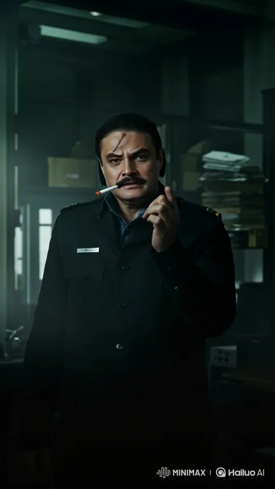 Inspector Prepares for Mission in Dimly Lit Office – AI Generated Video | Hailuo AI
