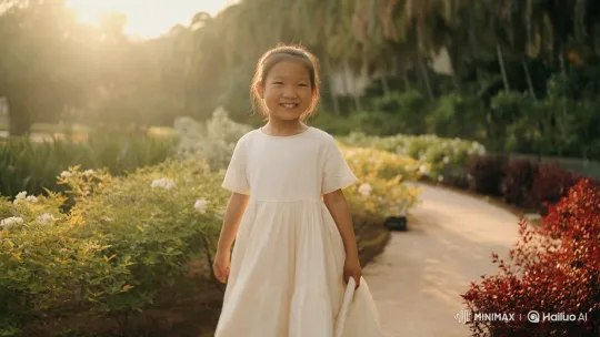 Burmese Girl Twirls in ZIN WAI Cotton Dress at Golden Hour – AI Generated Video | Hailuo AI