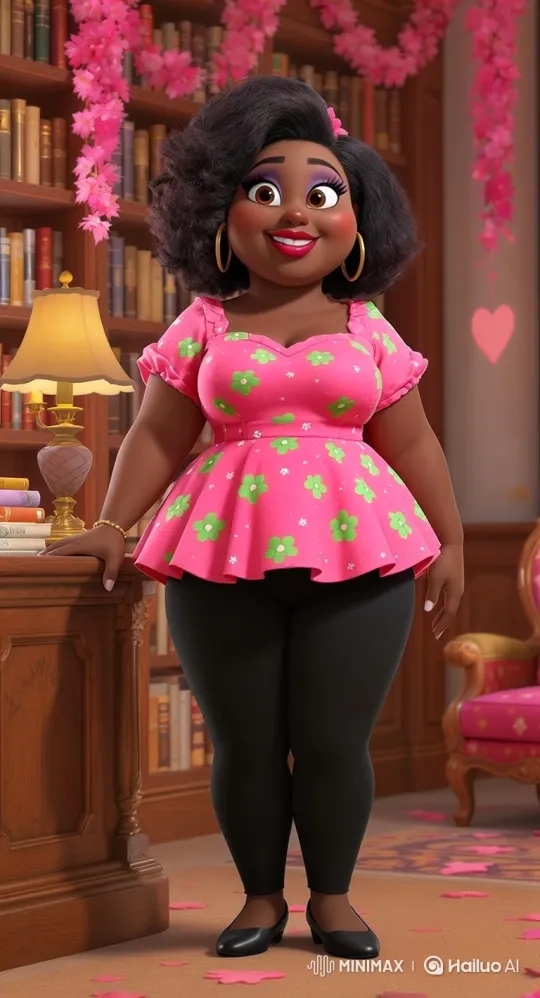 African-American Woman Transforms into Stitch in Magical Library Scene – AI Generated Video | Hailuo AI