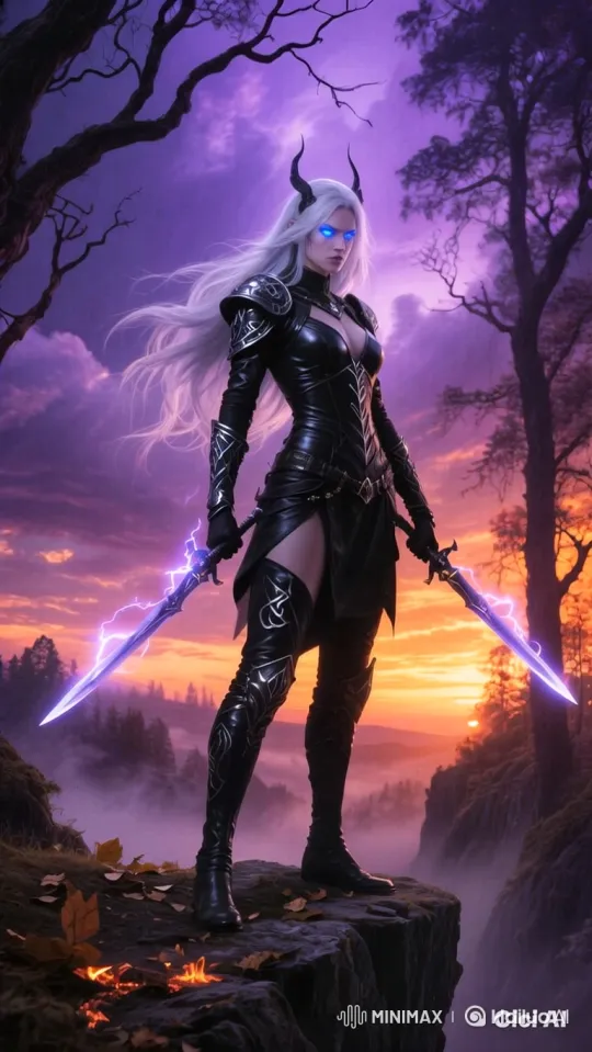 Female Warrior Transforms into Glowing Ashes at Dusk – AI Generated Video | Hailuo AI