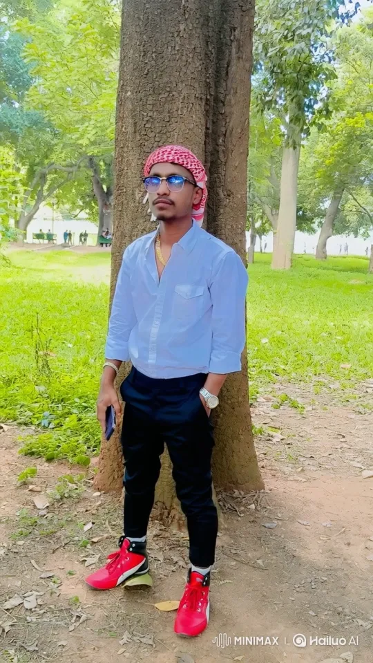 Young Man in Park with Smartphone and Gentle Movements – AI Generated Video | Hailuo AI