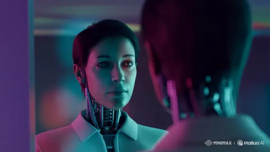 Robot Reflects on Identity in Fractured Reality – AI Generated Video | Hailuo AI