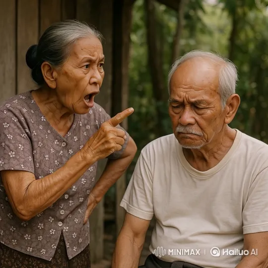 Elderly Couple in Intense Rural Confrontation – AI Generated Video | Hailuo AI