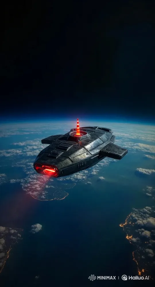Futuristic Spaceship Glides Through Space Above Earth – AI Generated Video | Hailuo AI