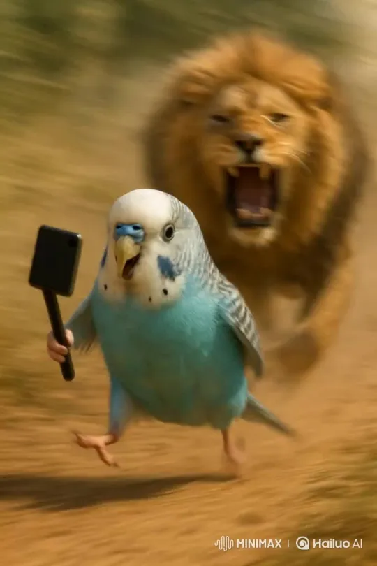 Birds Escape Lion by Taking Shelter in a Tank – AI Generated Video | Hailuo AI