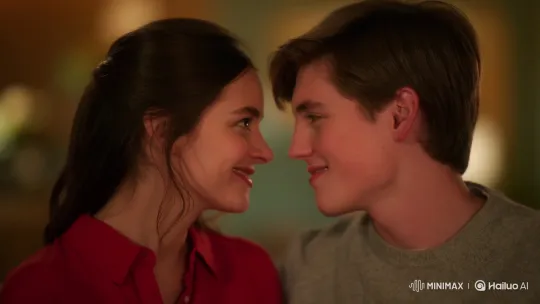 Young Couple's Tender Lip Kiss in Warm Setting – AI Generated Video | Hailuo AI