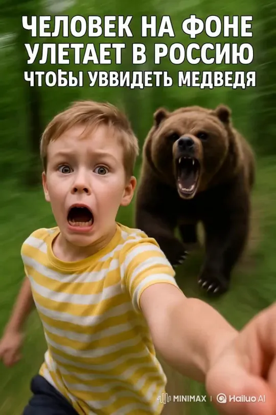 Man Travels to Russia to See a Bear – AI Generated Video | Hailuo AI