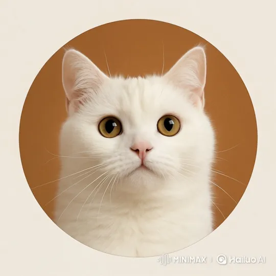 Close-up of a Curious White Cat in a Circle – AI Generated Video | Hailuo AI