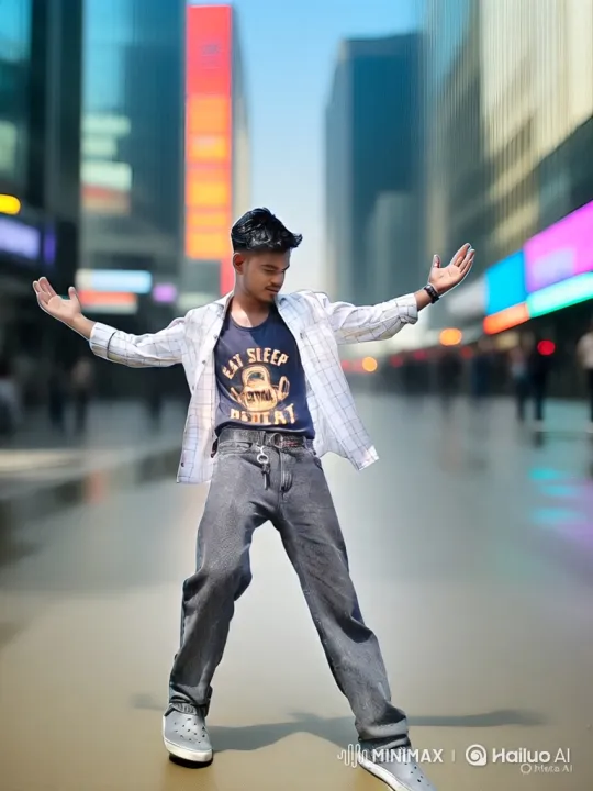 Confident Young Man Boards Helicopter in City Street – AI Generated Video | Hailuo AI