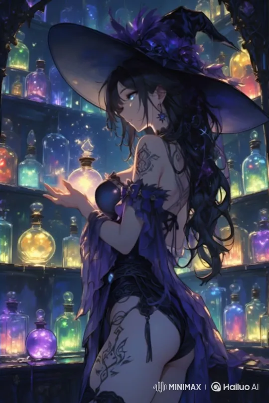 Enchanted Witch Crafting Potions in Mysterious Workshop – AI Generated Video | Hailuo AI
