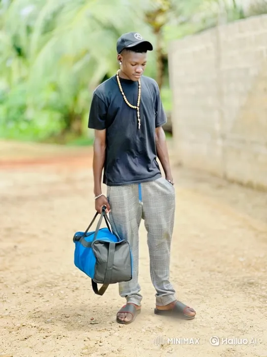 Young Black Man Walks with Duffel Bag – AI Generated Video | Hailuo AI