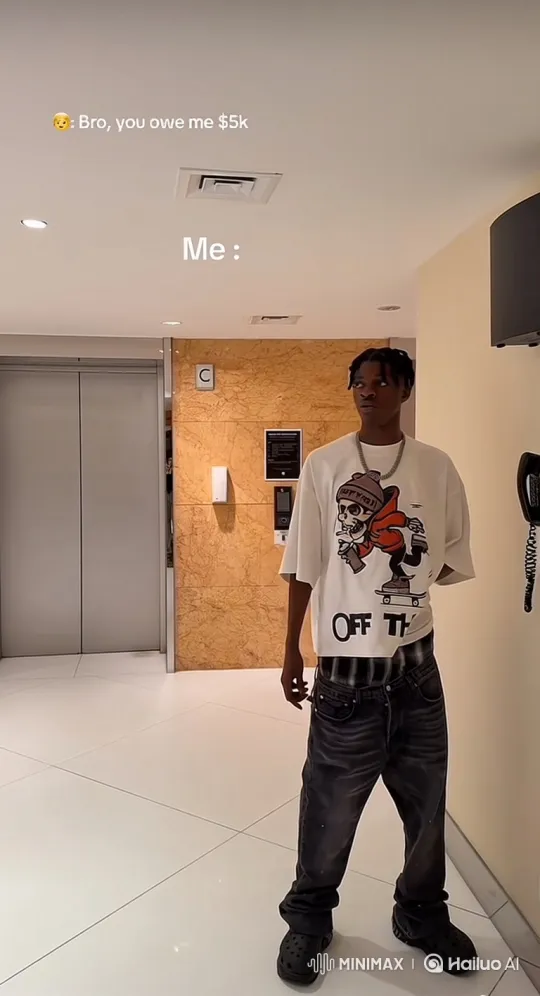 Young Man Casually Escapes Down Modern Hallway – AI Generated Video | Hailuo AI