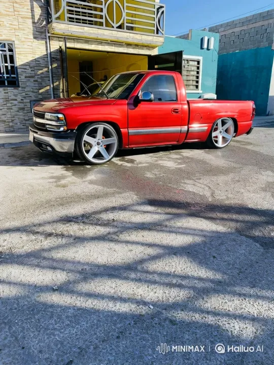 Red Pickup Truck Air Suspension Lowering Demonstration – AI Generated Video | Hailuo AI