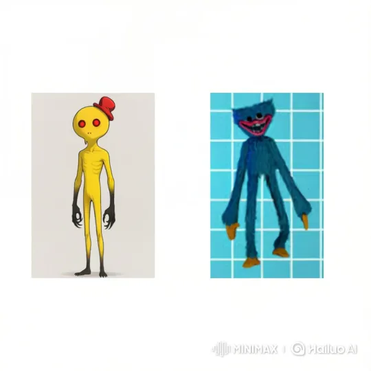 Abandoned Factory: Blue Creature vs. Yellow Creature Showdown – AI Generated Video | Hailuo AI
