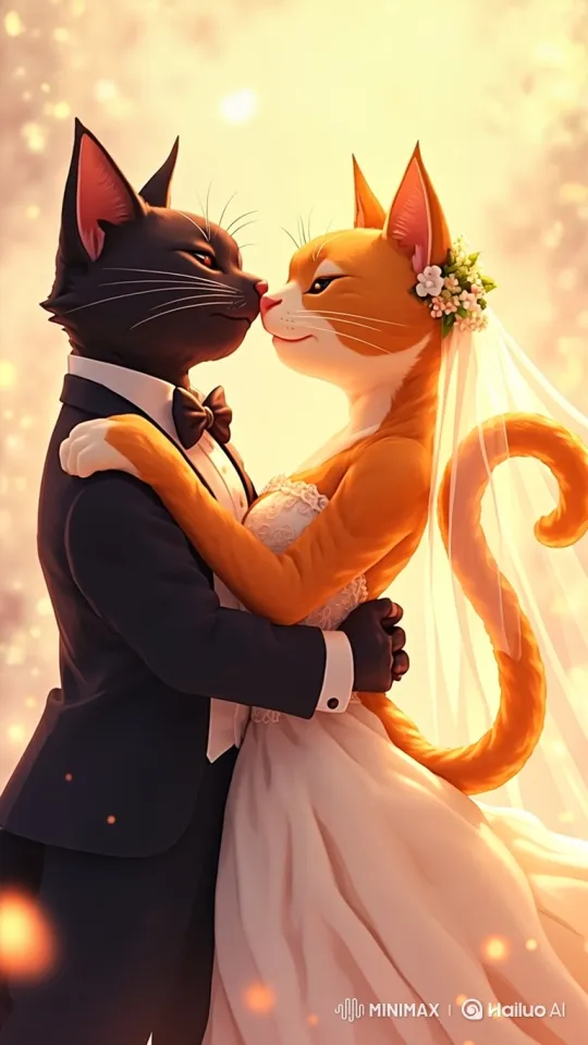 Anthropomorphic Cats' Romantic Wedding Dance – AI Generated Video | Hailuo AI