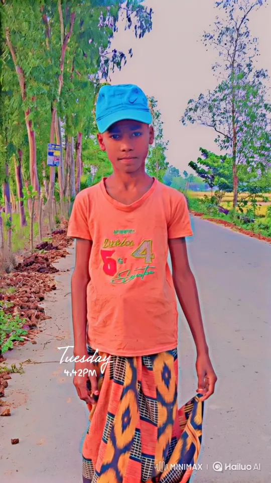 Boy Stands Calmly by Road Amidst Rustling Trees – AI Generated Video | Hailuo AI