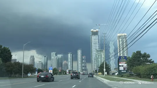 Formation of a Powerful F3 Tornado in a Modern City – AI Generated Video | Hailuo AI