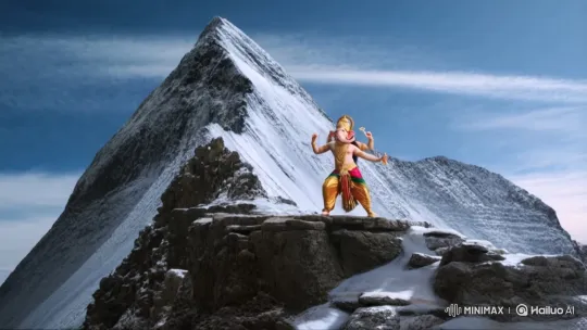 Lord Ganesh's Divine Dance on Mount Kailas Summit – AI Generated Video | Hailuo AI