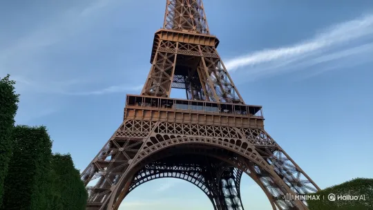 Eiffel Tower: Majestic Rise from Base to Spire – AI Generated Video | Hailuo AI