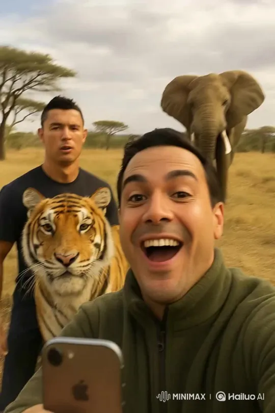 Cristiano Ronaldo's Realistic Wildlife Video in Africa – AI Generated Video | Hailuo AI
