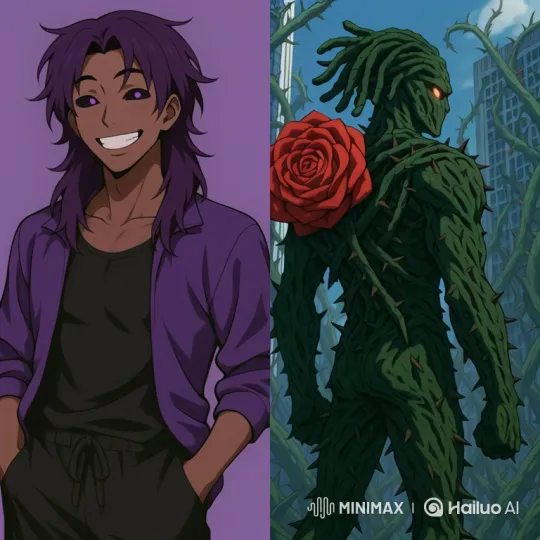 Purple-Haired Man Battles Thorny Vine Creature – AI Generated Video | Hailuo AI