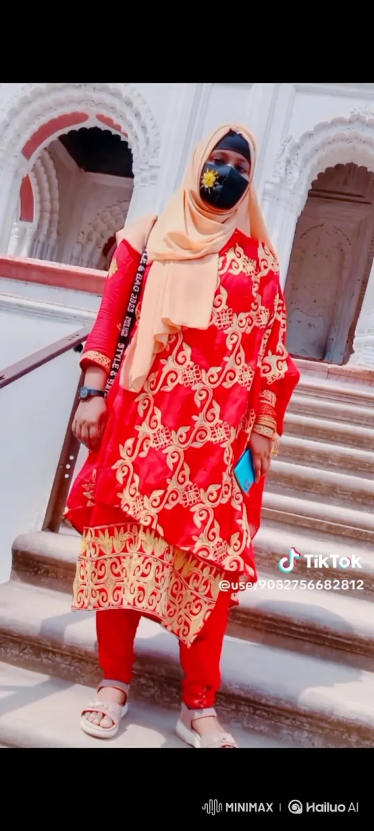 Woman in Red Engages in Cheerful Video Chat – AI Generated Video | Hailuo AI