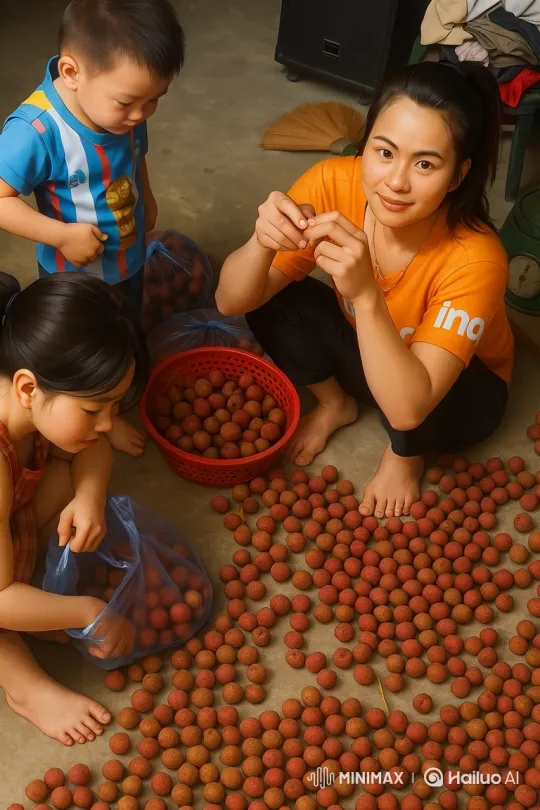 Family Harvesting Fruits Together Indoors – AI Generated Video | Hailuo AI