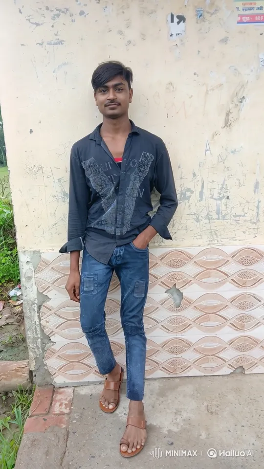 Young Man in Front of Weathered Wall with Camera Movement – AI Generated Video | Hailuo AI