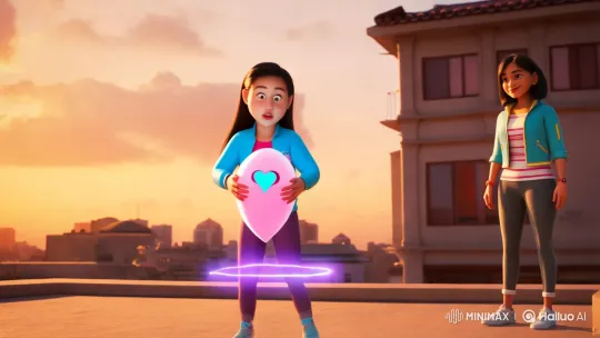Filipino Girl Meets AI Companion on Manila Rooftop at Dusk – AI Generated Video | Hailuo AI