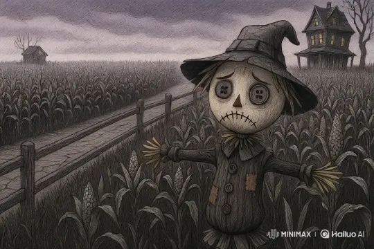 Melancholic Scarecrow Watches Over a Desolate Cornfield – AI Generated Video | Hailuo AI