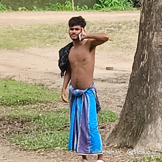 Young Man Walking, Talking on Phone by a Tree – AI Generated Video | Hailuo AI