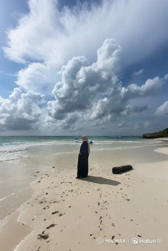 Zooming Out: From Woman on Beach to Earth in Space – AI Generated Video | Hailuo AI