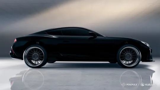 Black Sports Car's Graceful Air Suspension Descent – AI Generated Video | Hailuo AI