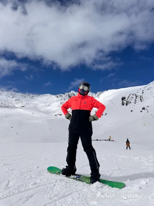 Snowboarder's Journey from Slope to Cosmic Perspective – AI Generated Video | Hailuo AI