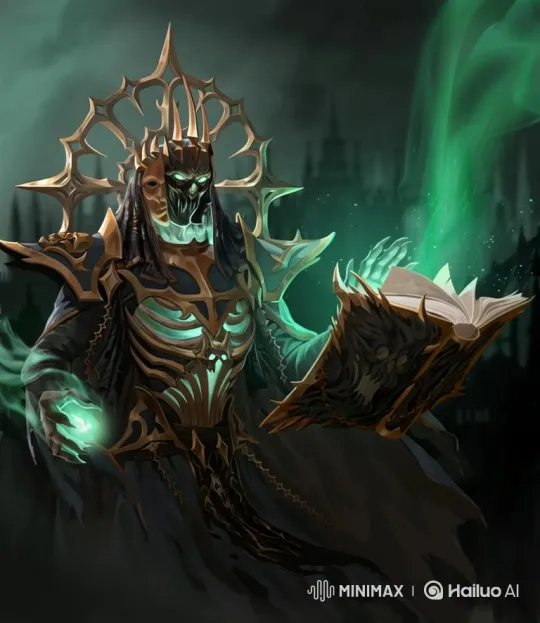 Lich King Conjures Magic Amidst Ancient Castle's Mist – AI Generated Video | Hailuo AI