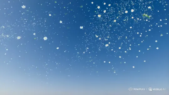 Jasmine Blossoms Cascading in a Clear Blue Sky – AI Generated Video | Hailuo AI