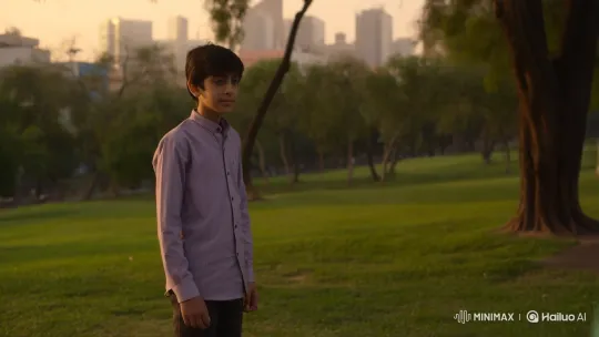 Thoughtful Boy and Pakistani Girl Share a Moment in Golden Hour Park – AI Generated Video | Hailuo AI
