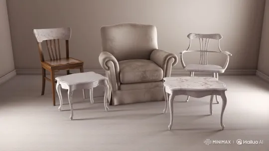 Magical Furniture Makeover in Neutral Room – AI Generated Video | Hailuo AI