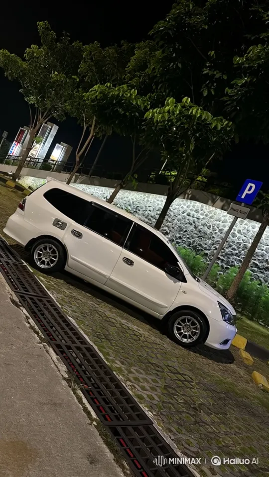 White Minivan Lowers on Brick Paved Lot – AI Generated Video | Hailuo AI