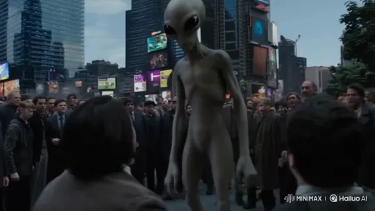 Alien Attack Unveiled in Bustling City Square – AI Generated Video | Hailuo AI